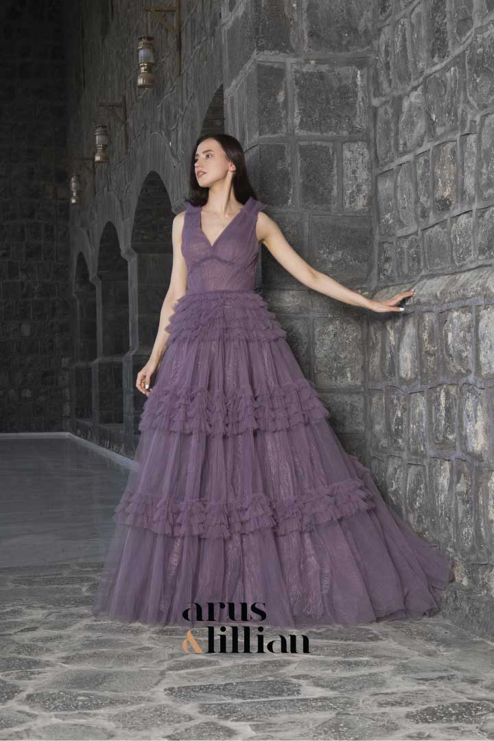 فستان سهرة - arus-and-lillian-20212-5 - بنفسجي 
