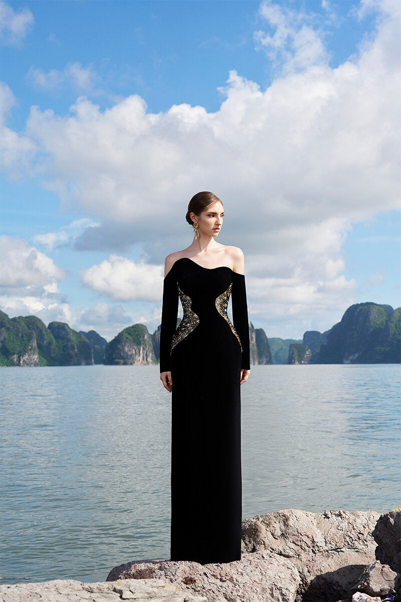 V1016 Black Evening Dress by Tracy Studio