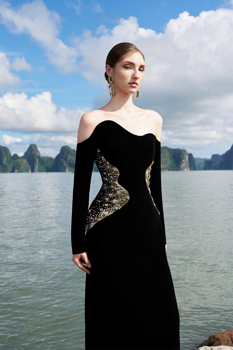 V1016 Black Evening Dress by Tracy Studio